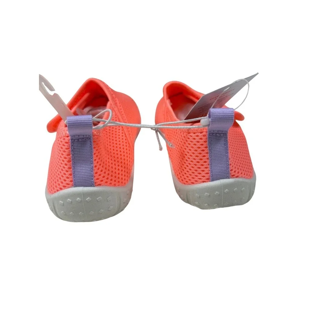 Cat & Jack Kids Neon Coral Pink Mesh‎ Water Shoes XL 11/12 Hook Loop Slip On